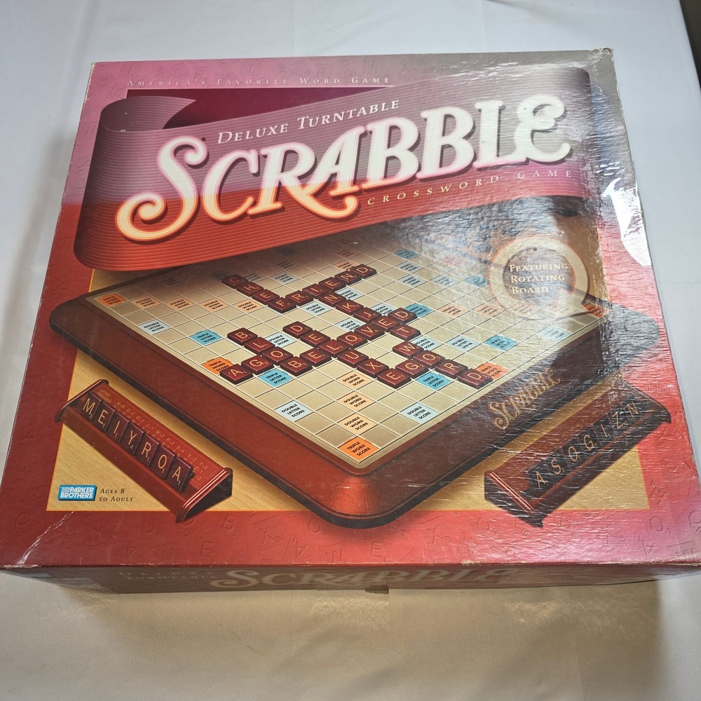 Parker Brothers Scrabble Deluxe Turntable Edition Rotating Board Game 1999